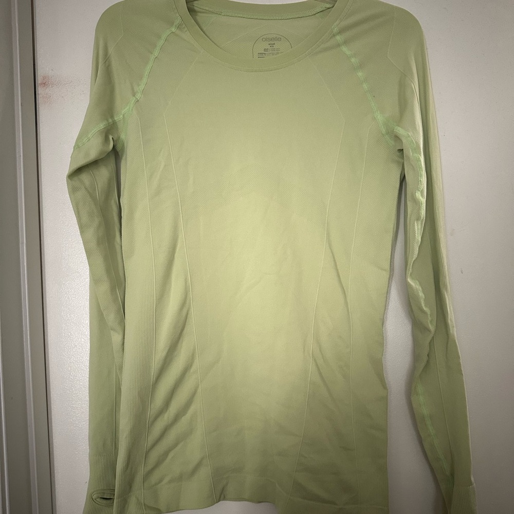Oiselle green long sleeve running shirt. Size Small